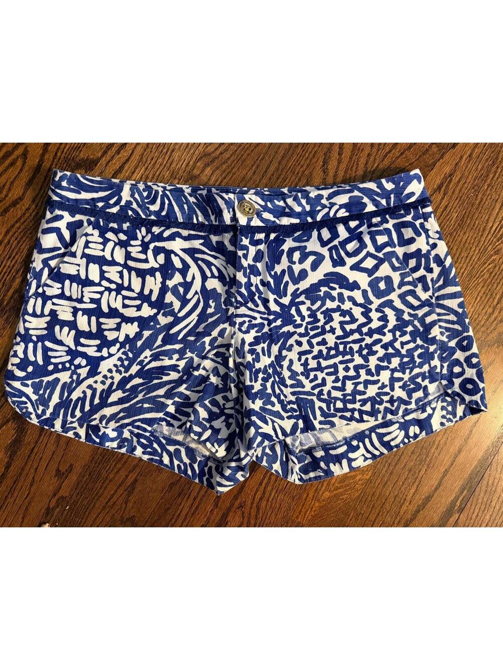 Lilly Pulitzer Indigo Adie Navy & White Shorts 100% Cotton Mar-17 SIZE 4